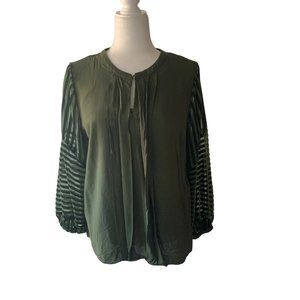 Soft Surroundings Moonstone Blouse Top Women's Long Sleeve Size L